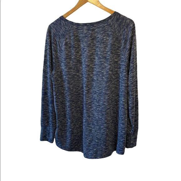 JOE FRESH Blue Heather Blue Jersey Knit Pullover Long Sleeve Boat Neck Top L - Picture 5 of 7